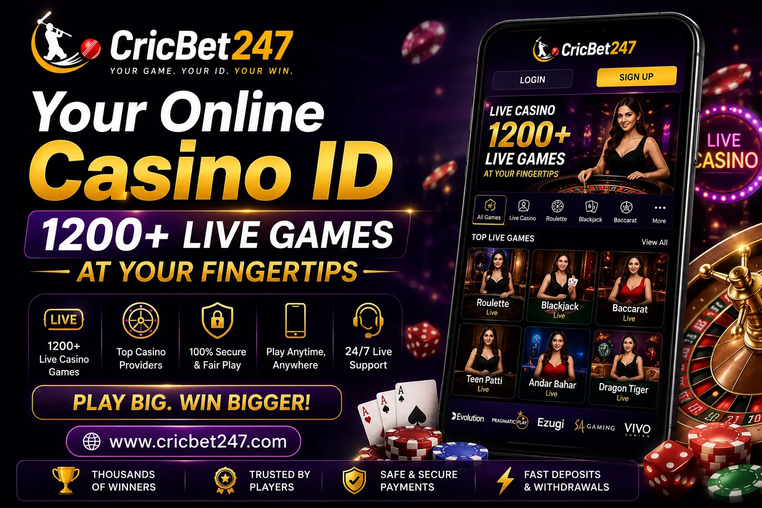 CricBet247 Online Casino ID 1200 Live Games India